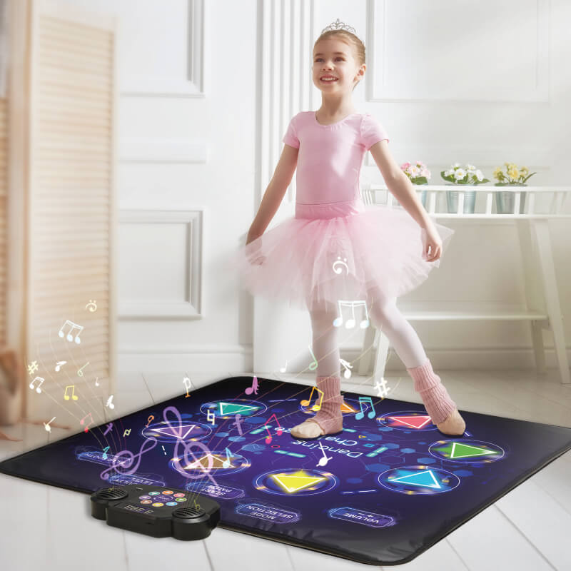 This dynamic dance mat features 8 vibrant arrows that light up in sync with the music, guiding kids through each dance step.