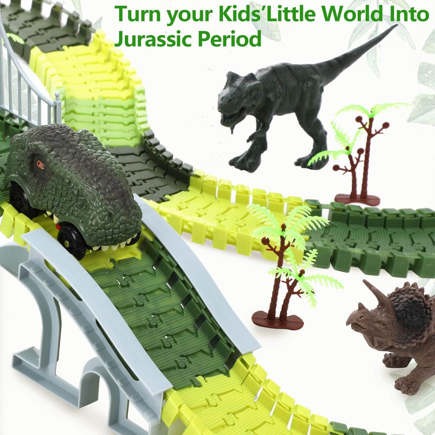 Dinosaur race track set bringing a Jurassic-themed world to life. 
