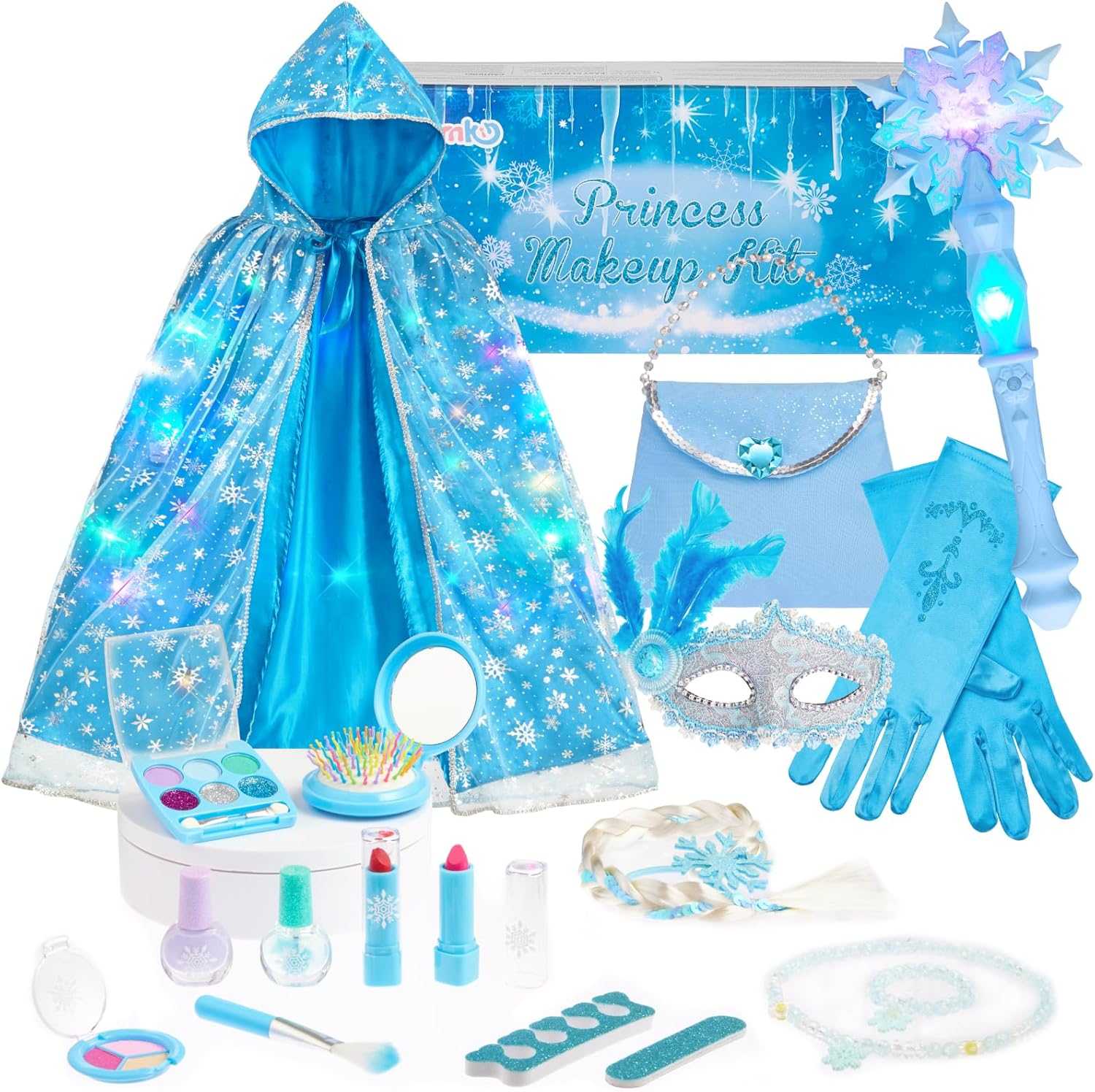 Frozen Princess Dress Up Set | Light-Up Cape, Music Wand & Makeup Kit Frozen Princess Dress Up Set | Light-Up Cape, Music Wand & Makeup Kit