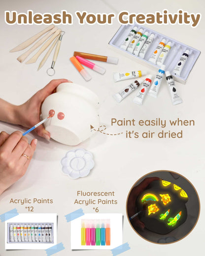 51 PCS Air Dry Clay Pottery Kit