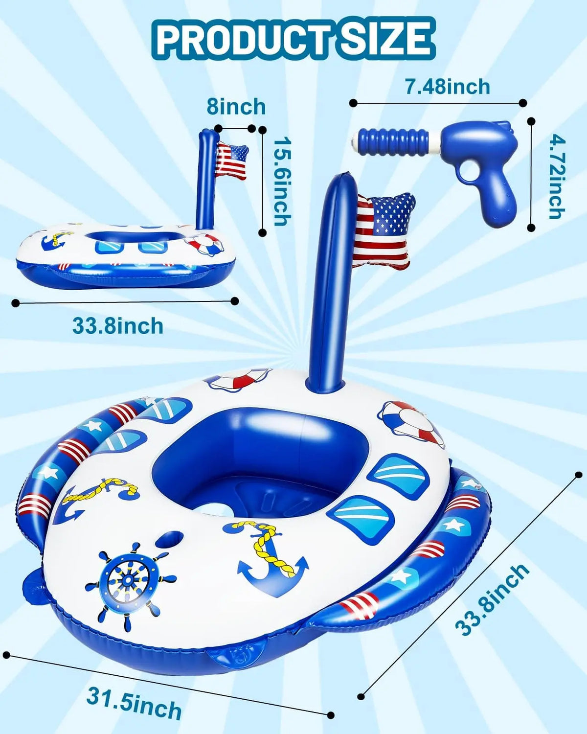 Top Gun Pool Float Pirate Ship Pool Float | Inflatable Kids & Toddler Toy w/ Water Gun ...