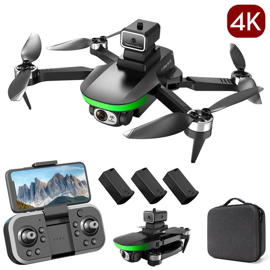 Mini S5S drone complete set including drone, controller, 3 batteries, and carrying case.