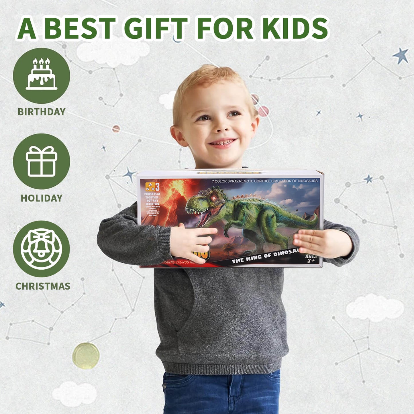 Remote control dinosaur toy as a best gift for kids on birthday/holiday.